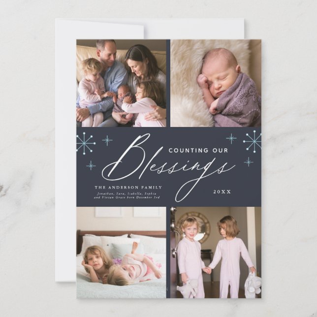 Cartes Pour Fêtes Annuelles Bénédictions Nouveau Bébé 4 Photo Noël (Devant)