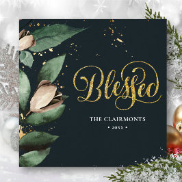 Cartes Pour Fêtes Annuelles BÉNI | Elégant Magnolia Festive Gold Confetti