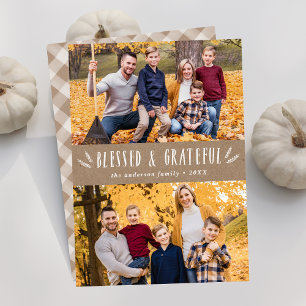 Cartes Pour Fêtes Annuelles Béni et gracieux Rustique 4 Photo Thanksgiving