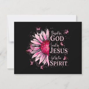 Cartes Pour Fêtes Annuelles Béni Par Dieu - Aimé Par Jésus Tournesol Rose