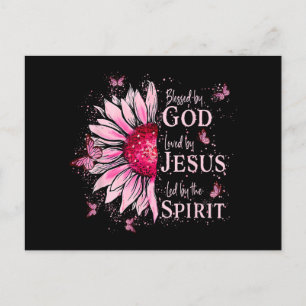 Cartes Pour Fêtes Annuelles Béni Par Dieu - Aimé Par Jésus Tournesol Rose