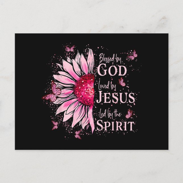 Cartes Pour Fêtes Annuelles Béni Par Dieu - Aimé Par Jésus Tournesol Rose (Devant)