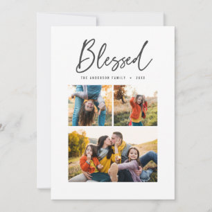 Cartes Pour Fêtes Annuelles Bénie multi photo calligraphie élégante