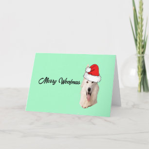 Cartes Pour Fêtes Annuelles Berger allemand blanc avec chapeau de Père Noël