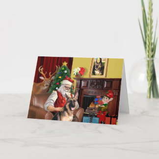 Cartes Pour Fêtes Annuelles Berger allemand de Père Noël
