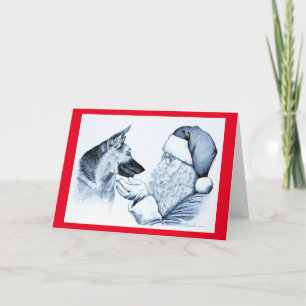Cartes Pour Fêtes Annuelles Berger allemand et Père Noël