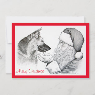 Cartes Pour Fêtes Annuelles Berger allemand et Père Noël