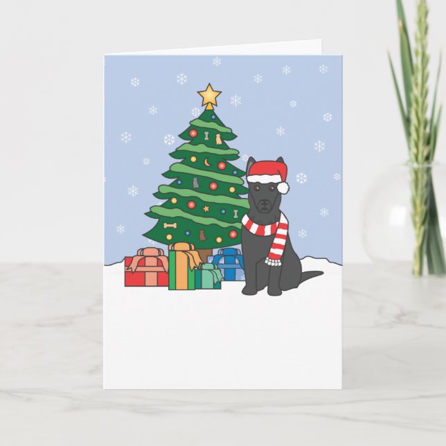 Cartes Pour Fêtes Annuelles Berger allemand et sapin de Noël (Devant)