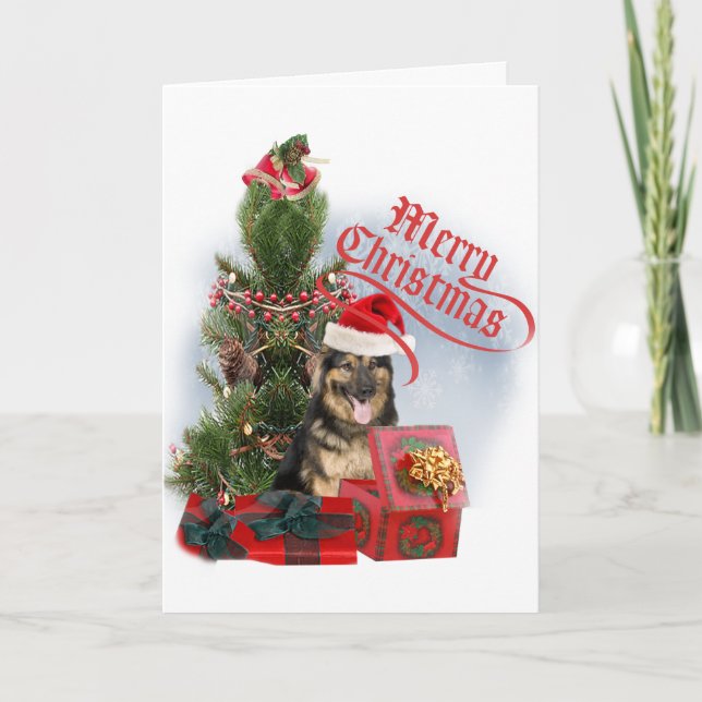 Cartes Pour Fêtes Annuelles Berger allemand Joyeux Noël (Devant)
