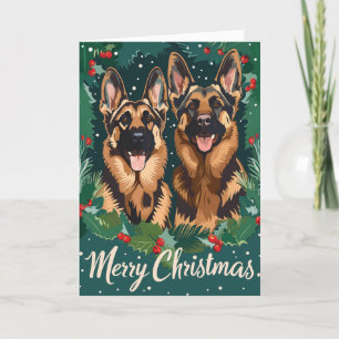 Cartes Pour Fêtes Annuelles Berger allemand Joyeux Noël personnalisé