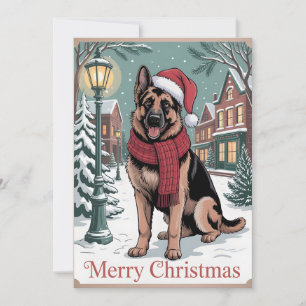 Cartes Pour Fêtes Annuelles Berger allemand Noël vintage