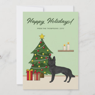 Cartes Pour Fêtes Annuelles Berger Allemand Noir Et Arbre De Noël Festif