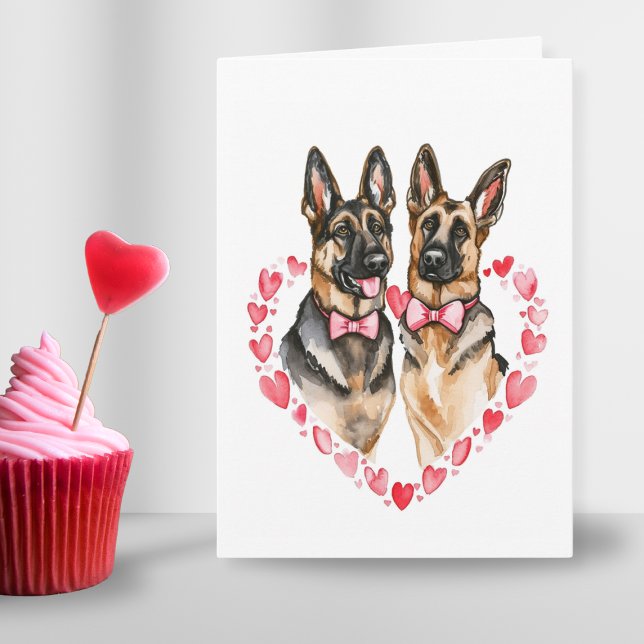 Cartes Pour Fêtes Annuelles Berger allemand Valentines Jour Amour Chien Parent (German Shepherd Valentines Day Love Dog Parents Holiday Card)