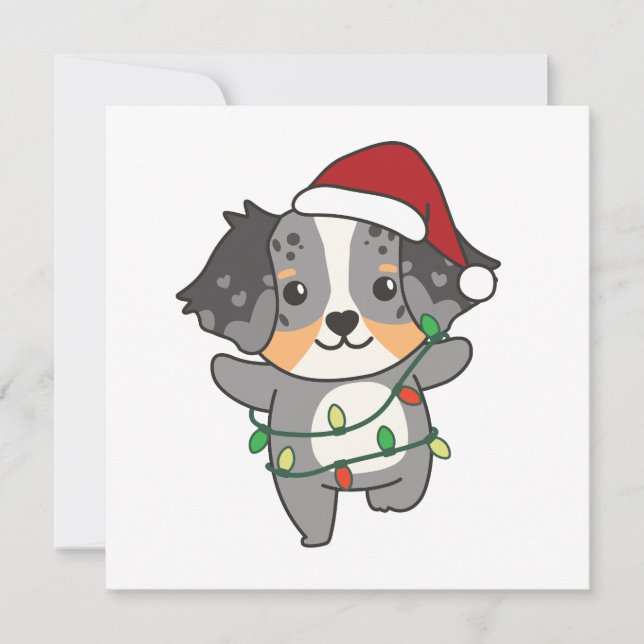 Cartes Pour Fêtes Annuelles Berger australien Noël Animaux d'hiver Vacances (Devant)