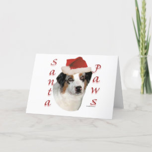 Cartes Pour Fêtes Annuelles Berger australien Père Noël Paws