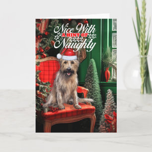 Cartes Pour Fêtes Annuelles Berger Picard Chien de Noël Naughty ou Nice