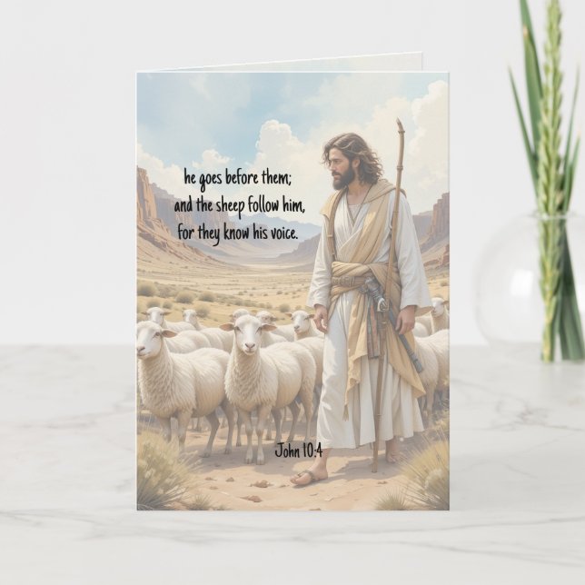 Cartes Pour Fêtes Annuelles Berger va devant eux Écriture biblique (Devant)
