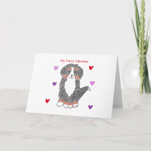 Cartes Pour Fêtes Annuelles Bernese Mountain Dog Furry Valentine (Devant)
