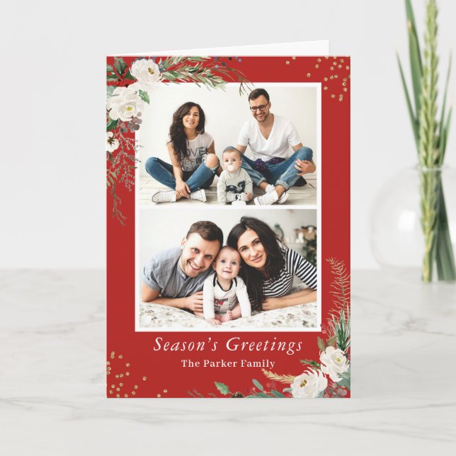 Cartes Pour Fêtes Annuelles Berries botaniques d'hiver Parties scintillant d'o (Devant)
