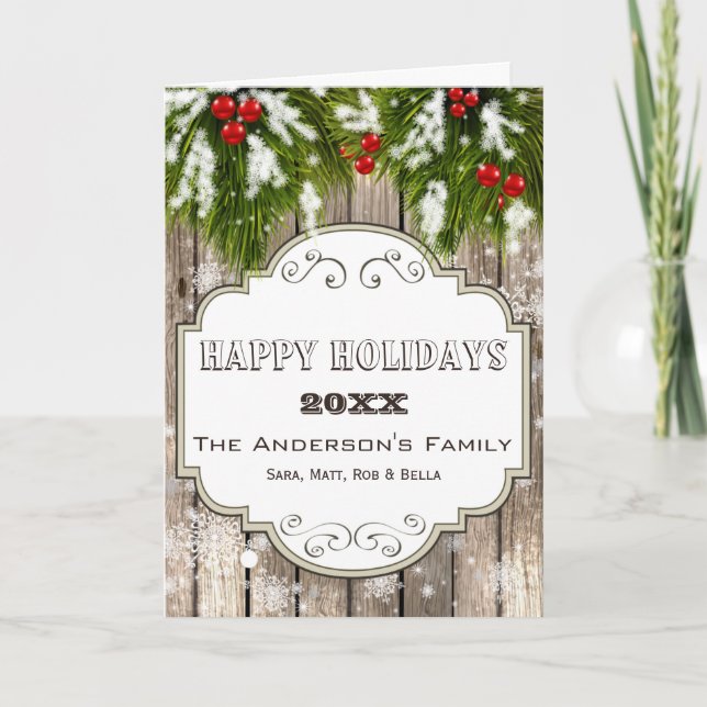Cartes Pour Fêtes Annuelles berries de pin d'hiver, voeux de vacances (Devant)