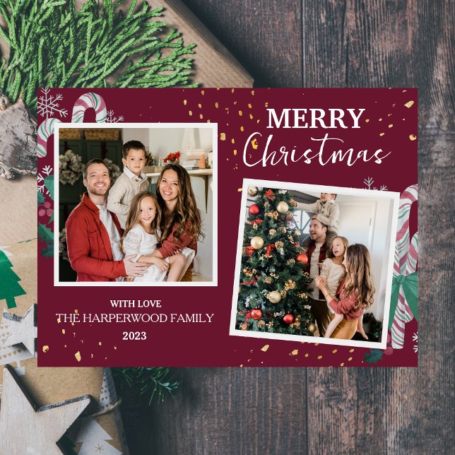 Cartes Pour Fêtes Annuelles Berries élégantes modernes Famille de Noël 2 Photo (Créateur téléchargé)