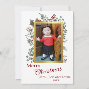 Cartes Pour Fêtes Annuelles Berries et Botaniques Photo Flat Holiday Card