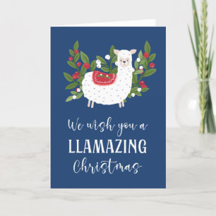 Cartes Pour Fêtes Annuelles Berries et llama mignonne Noël