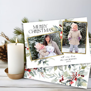 Cartes Pour Fêtes Annuelles Berries Joyeux Noël 2 Photo Collage Mistletoe