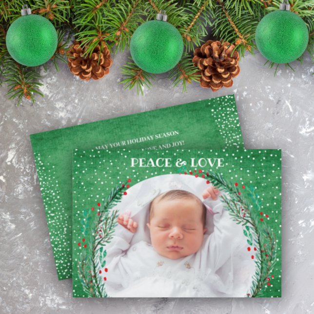 Cartes Pour Fêtes Annuelles Berries Pine Wirath Christmas Photo Holiday Card (Créateur téléchargé)