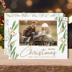 Cartes Pour Fêtes Annuelles Berries vertes Photo de Noël