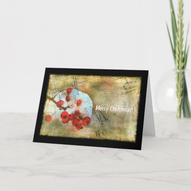 Cartes Pour Fêtes Annuelles Berry Cold Grunge, Joyeux Noël ! (Devant)