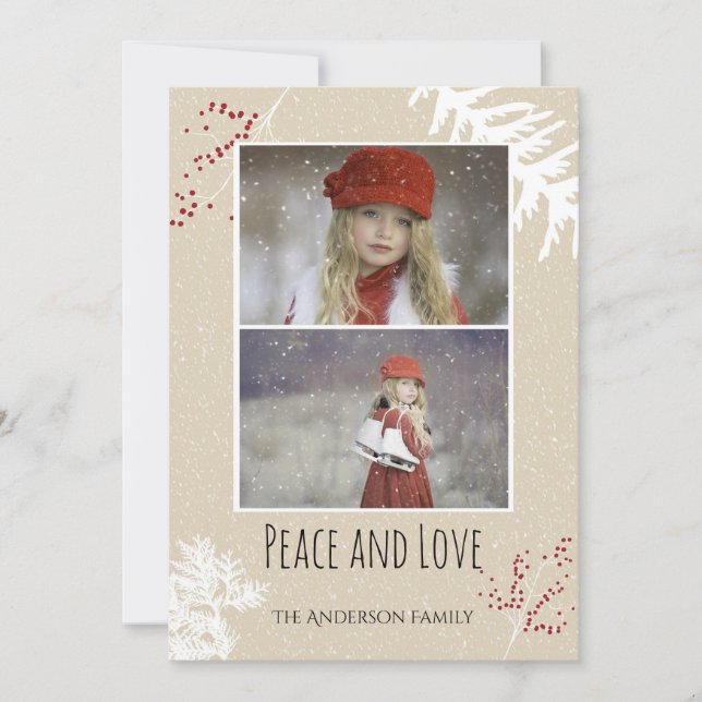 Cartes Pour Fêtes Annuelles Berry Paix et Amour (Devant)