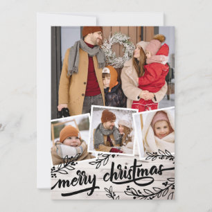 Cartes Pour Fêtes Annuelles Berry Twig Pale Wood Photo Collage Joyeux Noël