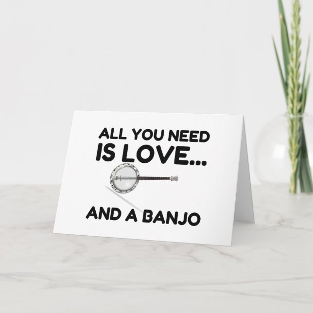 CARTES POUR FÊTES ANNUELLES BESOIN D'AMOUR ET DE BANJO (Devant)