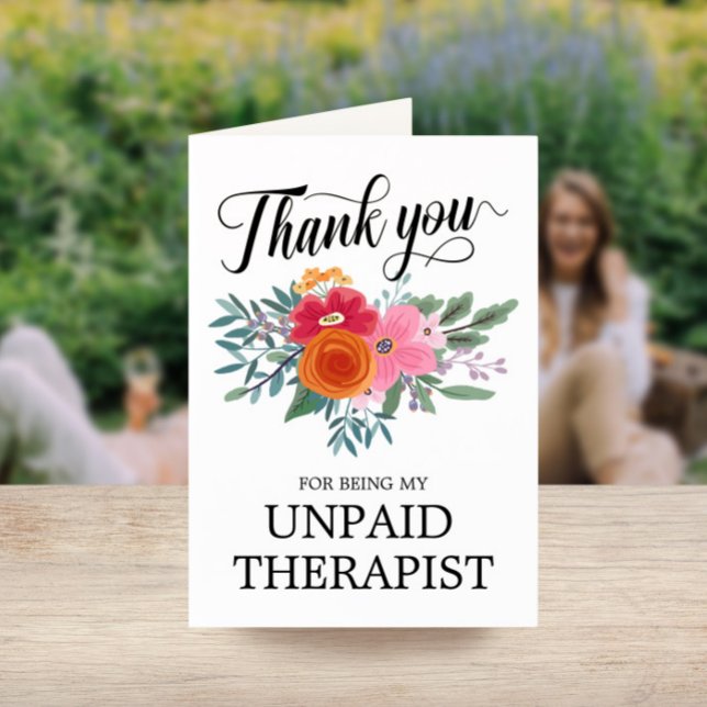 Cartes Pour Fêtes Annuelles Best Friend Funny Floral Thank You (Créateur téléchargé)