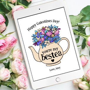 Cartes Pour Fêtes Annuelles Bestie Floral Teapot Saint-Valentin