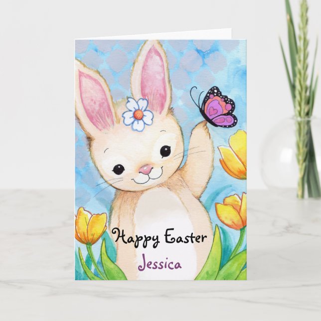 Cartes Pour Fêtes Annuelles Beurre et tulipes de printemps de Pâques (Devant)