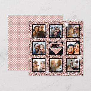 Cartes Pour Fêtes Annuelles BFF photo Collage Rose Gold Parties scintillant