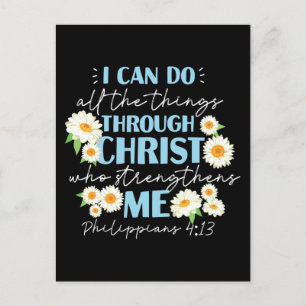 Cartes Pour Fêtes Annuelles Bible chrétienne Verse Philippiens 4:13 Fleur