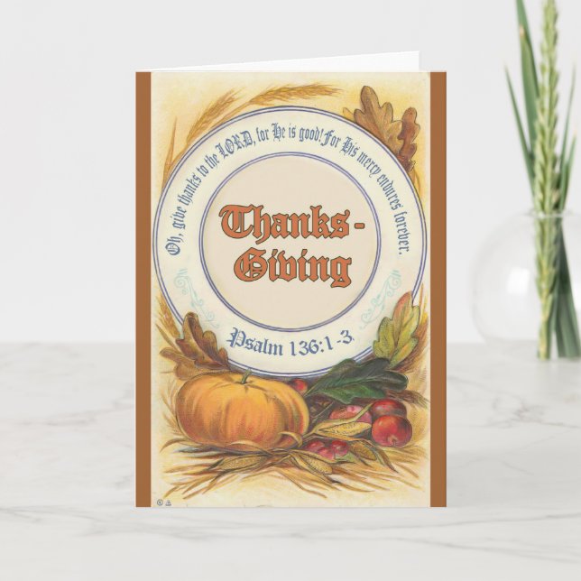 Cartes Pour Fêtes Annuelles Bible chrétienne Verse Thanksgiving (Devant)