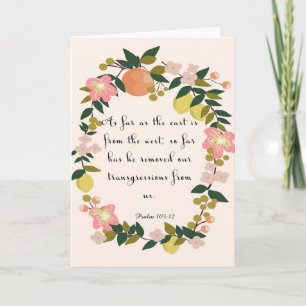 Cartes Pour Fêtes Annuelles Bible Verse Art - Psaume 103:12