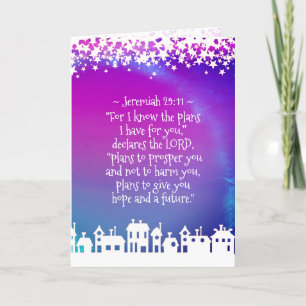 Cartes Pour Fêtes Annuelles Bible Verse Jérémie 29:11 Village de Noël