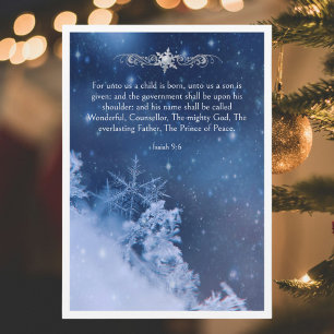 Cartes Pour Fêtes Annuelles Bible Verset Jésus Christ Snowflakes Noël