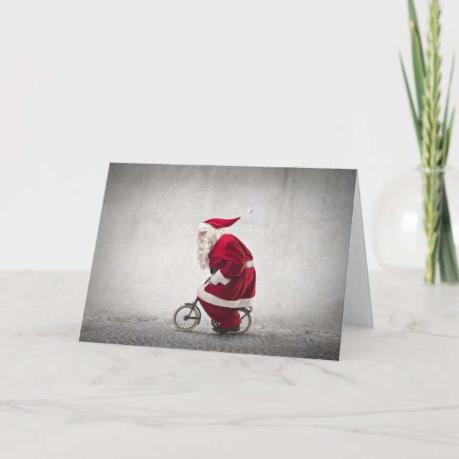 Cartes Pour Fêtes Annuelles Bicycle de Santa Claus (Devant)