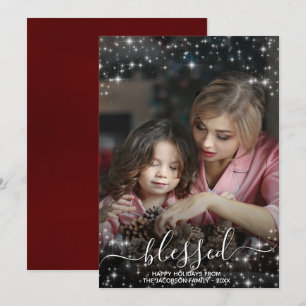 Cartes Pour Fêtes Annuelles Bienheureuse photo complète avec étincelles Noël r