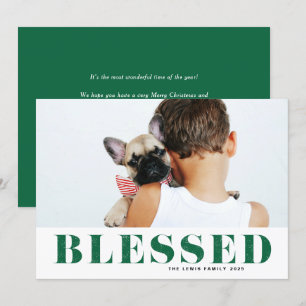 Cartes Pour Fêtes Annuelles Bienheureuse Typographie Verte Photo Noël