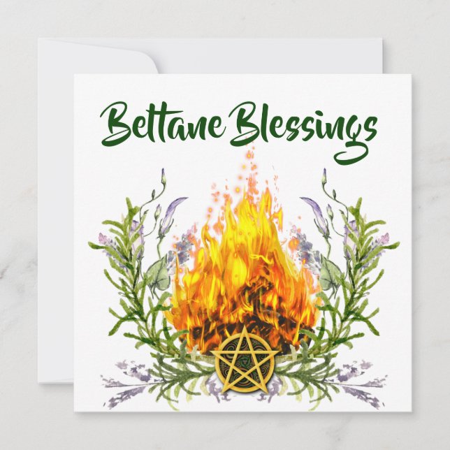 Cartes Pour Fêtes Annuelles Bienheureux Beltane Feu Floral Wiccan (Devant)