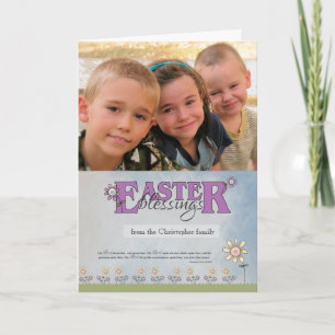Cartes Pour Fêtes Annuelles Bienheureux de Pâques fleurs et écritures photo