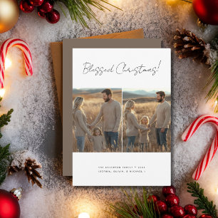 Cartes Pour Fêtes Annuelles Bienheureux Noël Famille chrétienne Photo Grey