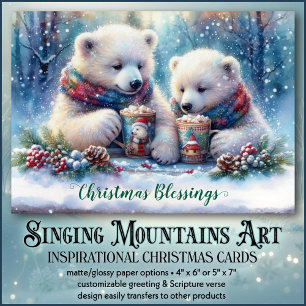 Cartes Pour Fêtes Annuelles Bienheureux Noël Ours Polaire Verse Bible